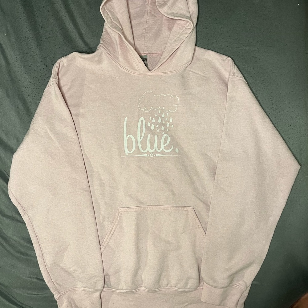 ‘Blue’ Pastel Pink Hoodie